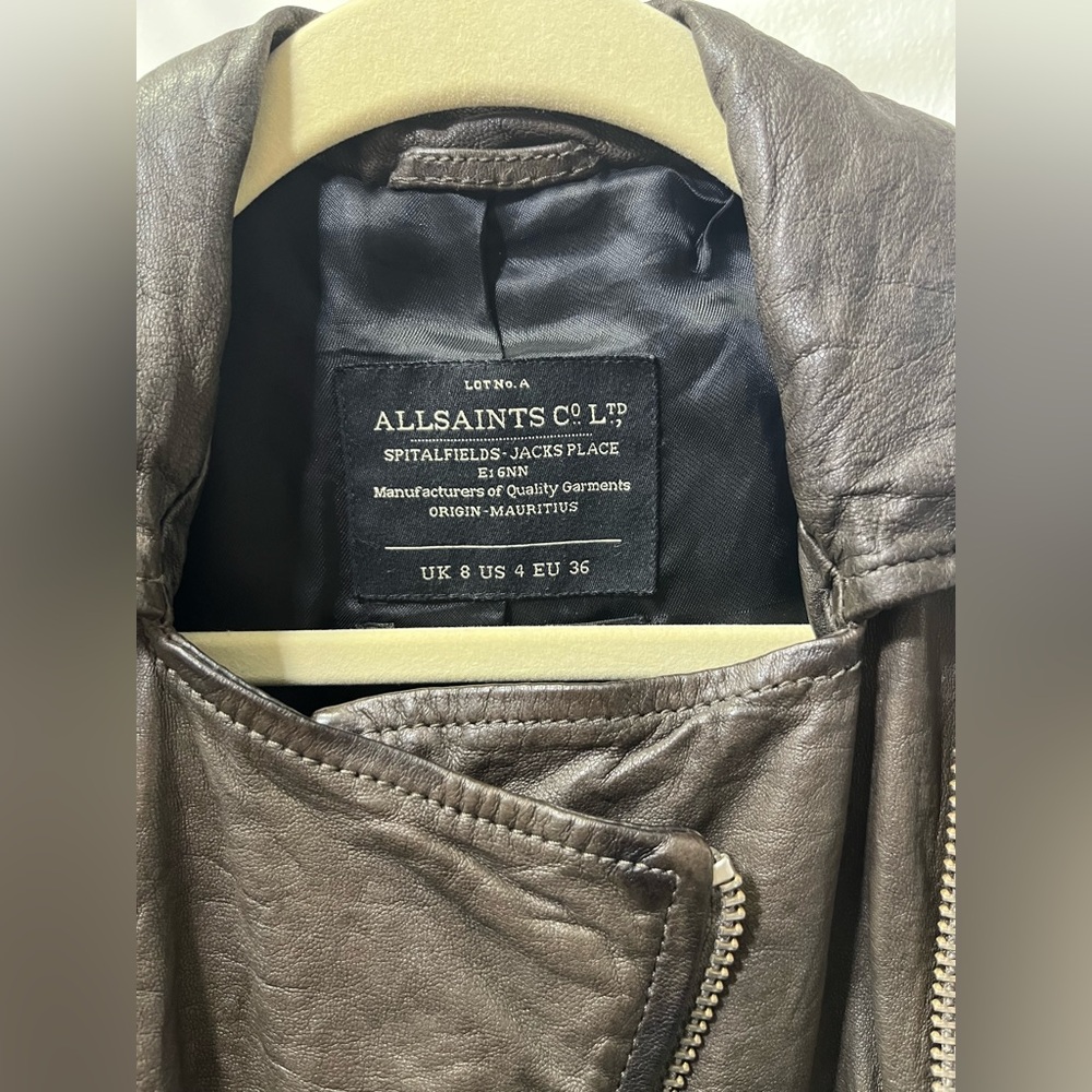 All Saints Slate Biker Spitalfields Jacks Place Leather Jacket - Picture 5 of 14